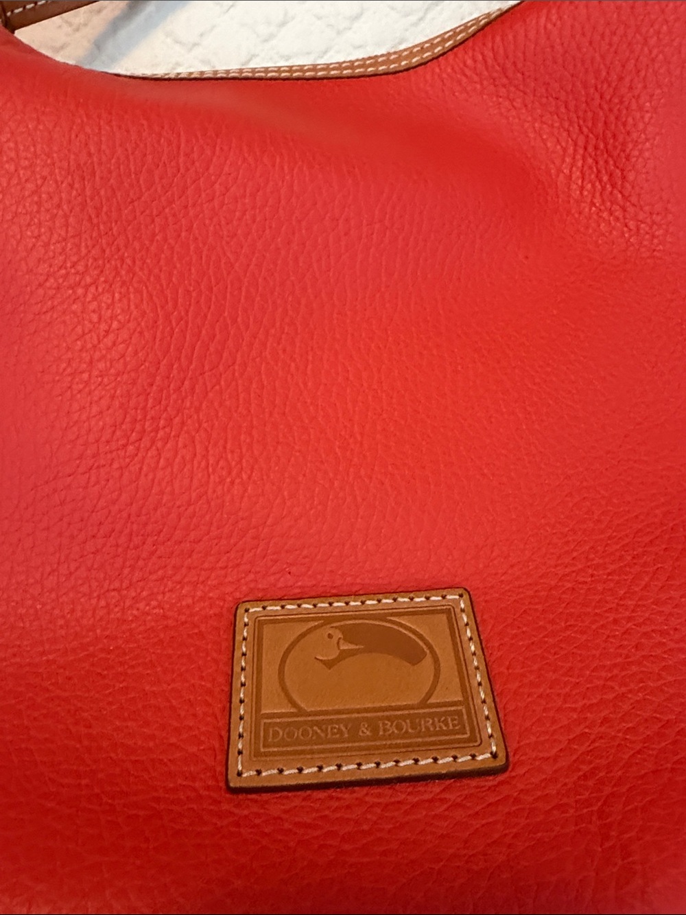 Dooney & Bourke Paige Orange Leather Hobo Bag with Brown Strap - Picture 2 of 16